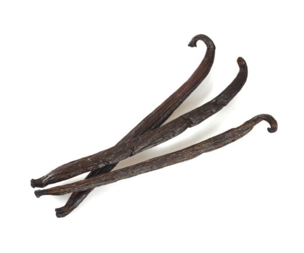 Vanilla beans on a white background.